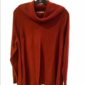 RALSEY Sweater Womens Large Cowl Neck Tunic red cozy soft drapey relaxed boho